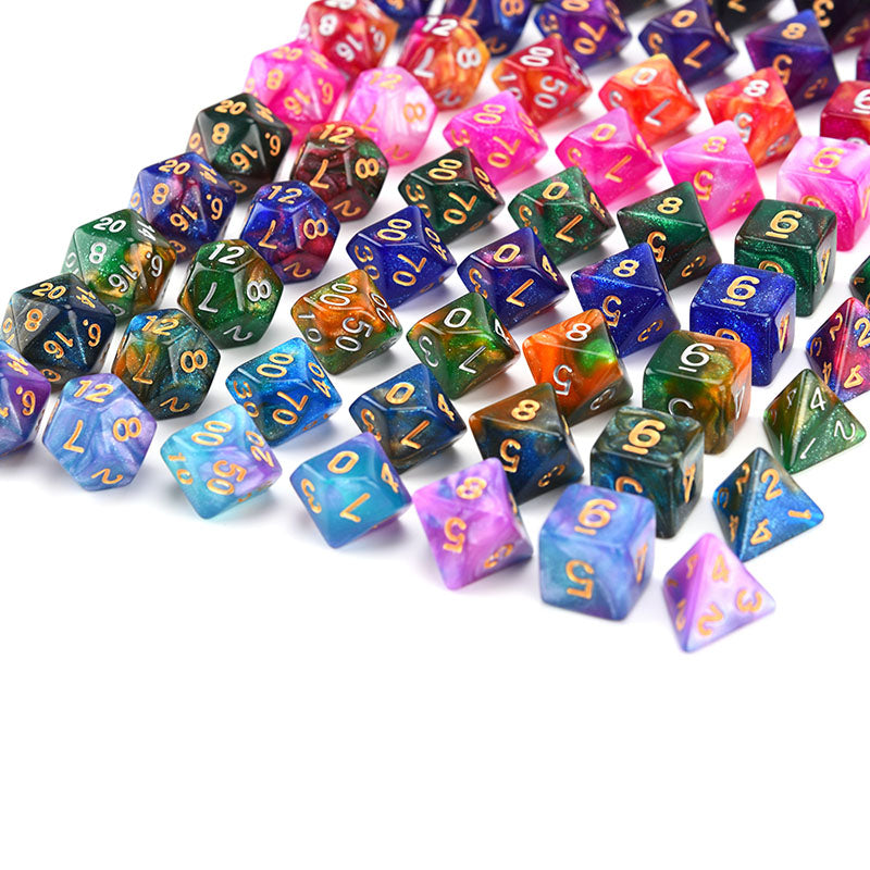 105 Pieces Glittery Starry Polyhedral DND Dice Set Complete Game Random Color Dice Set Drawstring Bag for Role Playing Table Games RPG