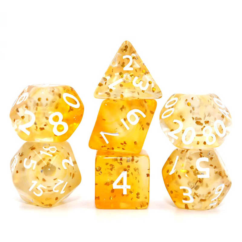 Yellow Crystal Style DND Dice RPG Role Playing Game Polyhedral Dice Set