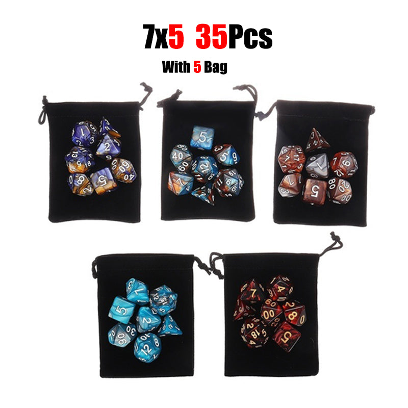 105 Pieces 2 Tone Polyhedral DND Dice Set Complete Game Dice Set Drawstring Bag for Role Playing Table Games