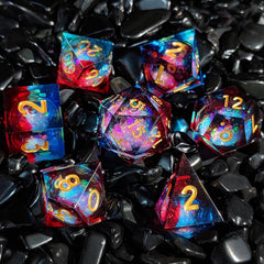 Red Blue Liquid Quicksand Resin Dice RPG Role Playing Game Polyhedral Dice Set