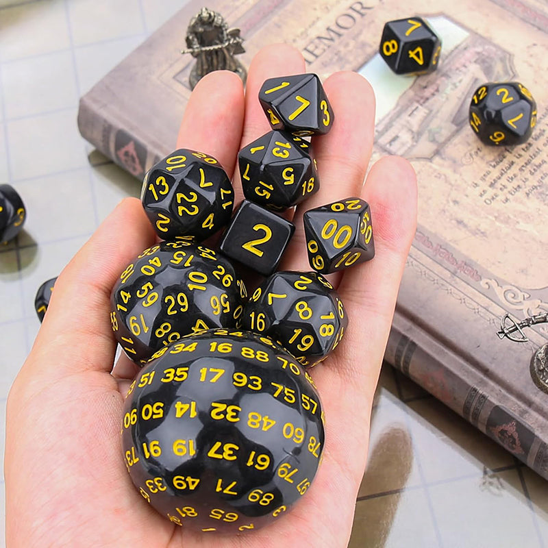 15 Pieces Complete Polyhedral Dice Set D3-D100 Game Dice Set Drawstring Bag for Role Playing Table Games