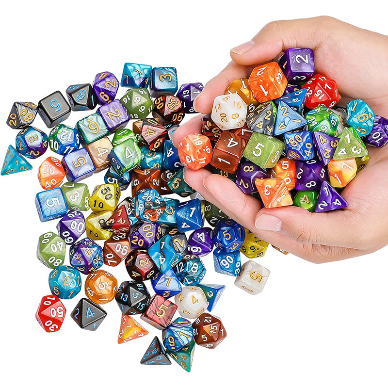 105 Pieces 2 Tone Polyhedral DND Dice Set Complete Game Dice Set Drawstring Bag for Role Playing Table Games