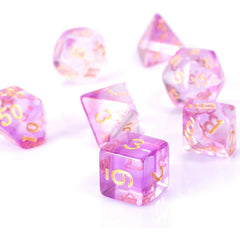 Two Tone Transparent Effect Purple Dice RPG Role Playing Game Polyhedral Dice Set