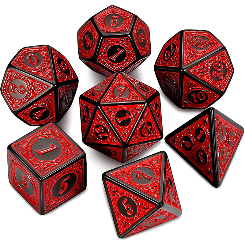 Classic Patterned Red Dice RPG Role Playing Game Polyhedral Dice Set