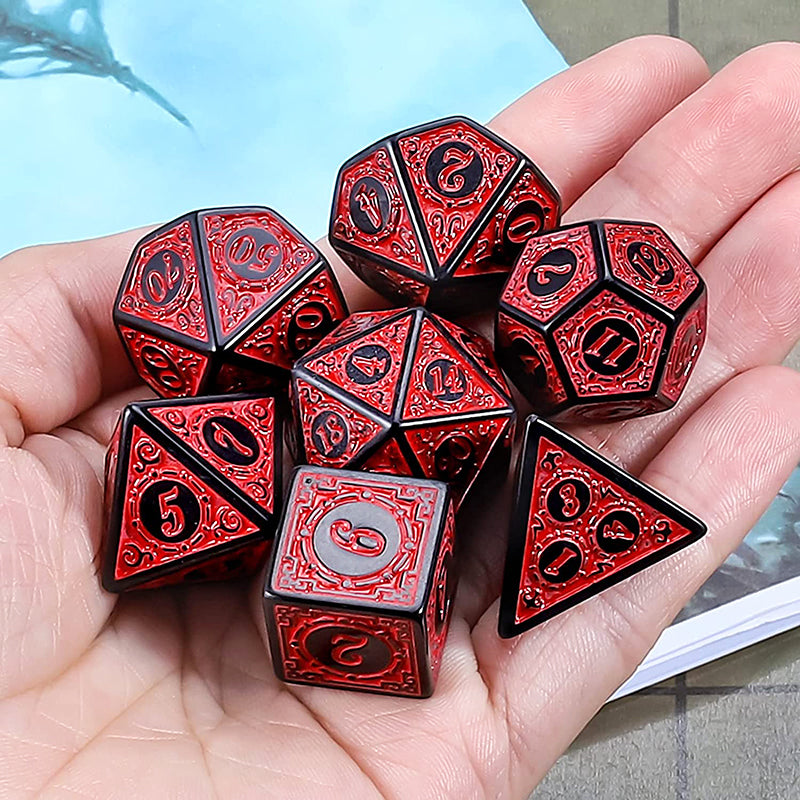 Classic Patterned Red Dice RPG Role Playing Game Polyhedral Dice Set