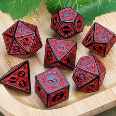 Classic Patterned Red Dice RPG Role Playing Game Polyhedral Dice Set