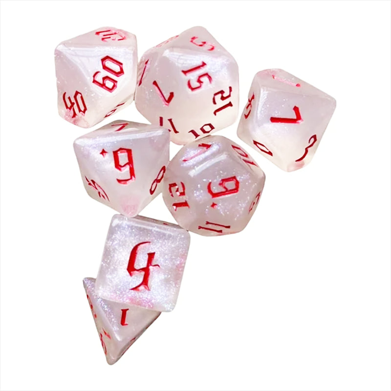 Glitter Transparent Red Dice RPG Role Playing Game Polyhedral Dice Set