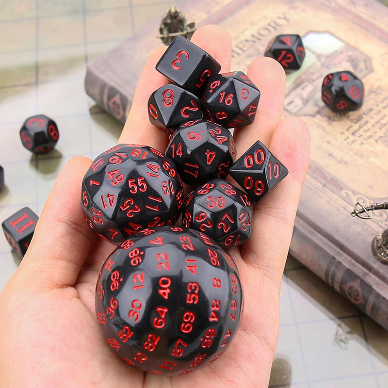 15 Pieces Complete Polyhedral Dice Set D3-D100 Game Dice Set Drawstring Bag for Role Playing Table Games