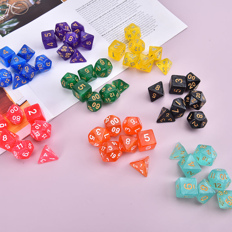 105 Pieces Glittery Polyhedral DND Dice Set Complete Game Random Color Dice Set Drawstring Bag for Role Playing Table Games RPG