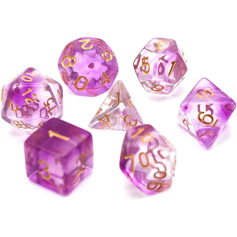 Two Tone Transparent Effect Purple Dice RPG Role Playing Game Polyhedral Dice Set