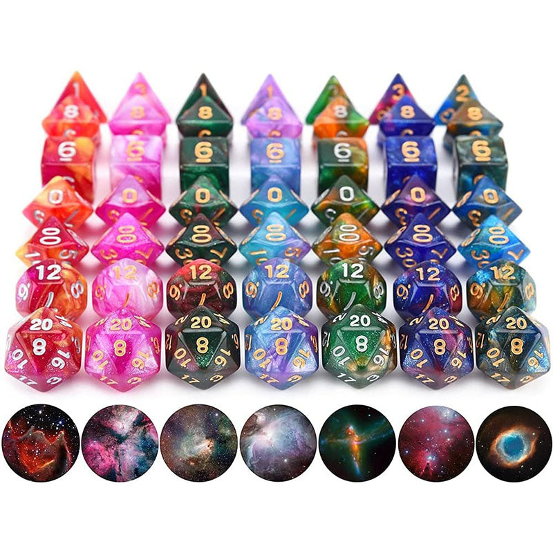 105 Pieces Glittery Starry Polyhedral DND Dice Set Complete Game Random Color Dice Set Drawstring Bag for Role Playing Table Games RPG