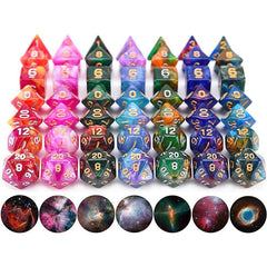 105 Pieces Glittery Starry Polyhedral DND Dice Set Complete Game Random Color Dice Set Drawstring Bag for Role Playing Table Games RPG