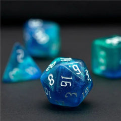 Aqua Blue Glitter Dice RPG Role Playing Game Polyhedral Dice Set