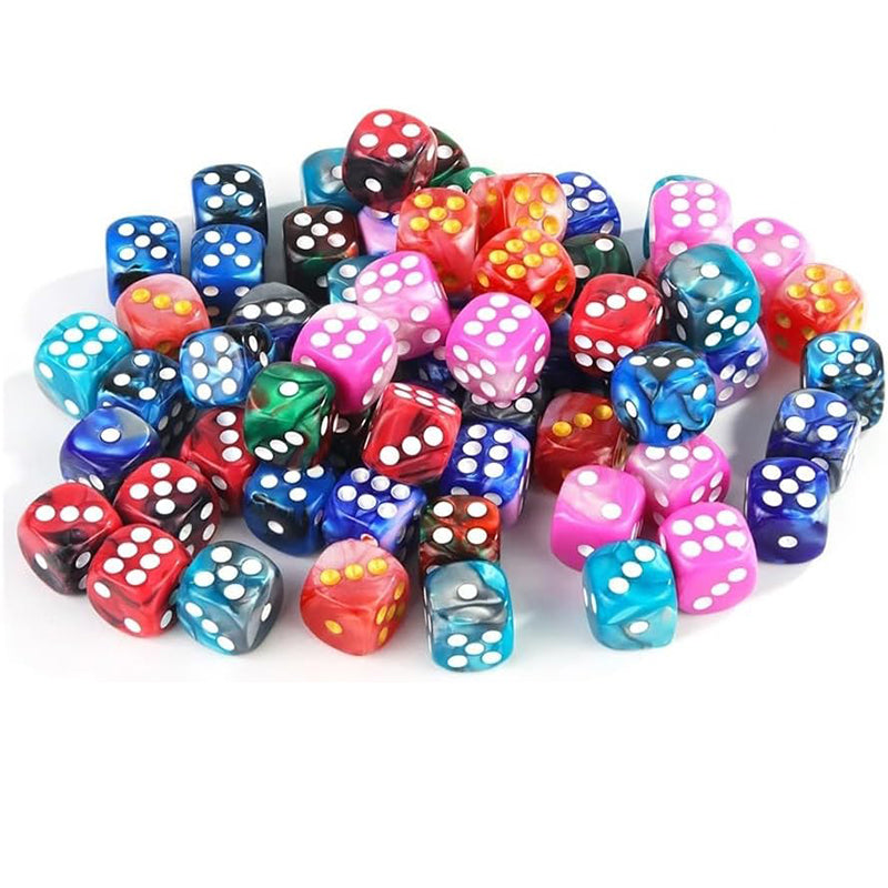 100-Pack 12mm Two Color Round Angle 6 Sided Acrylic Digital Dice with Free Pouch for Table Board Games Party DND or Teaching Math