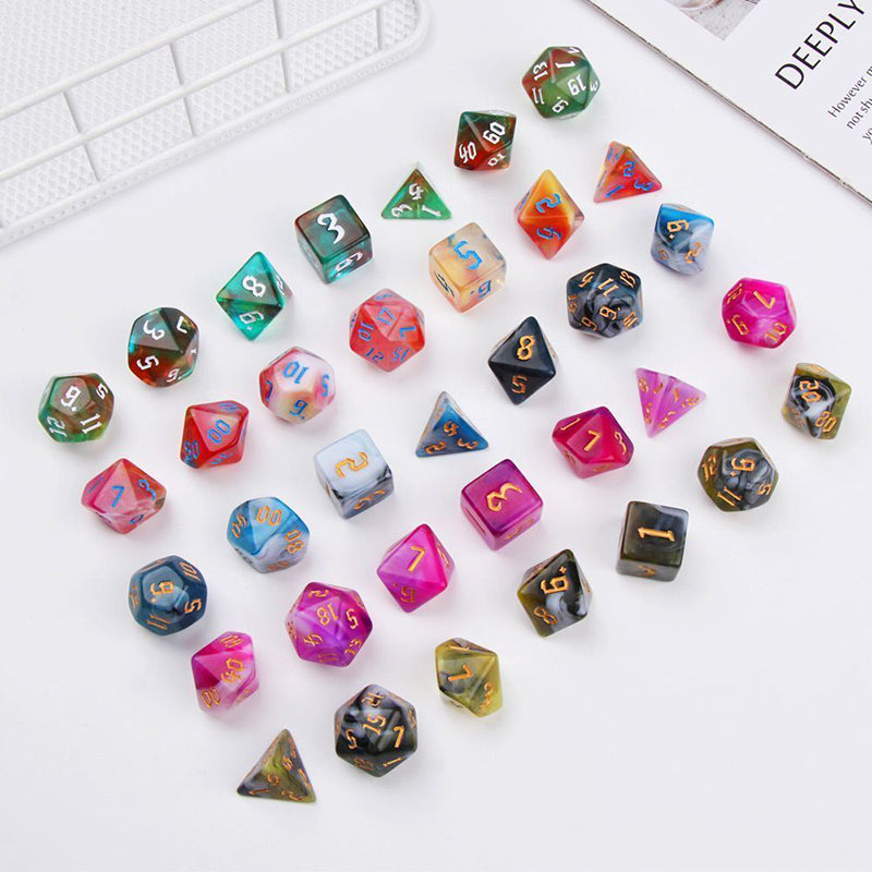 4 Tone Mix Colors Effect Dice RPG Role Playing Game Polyhedral Dice Set