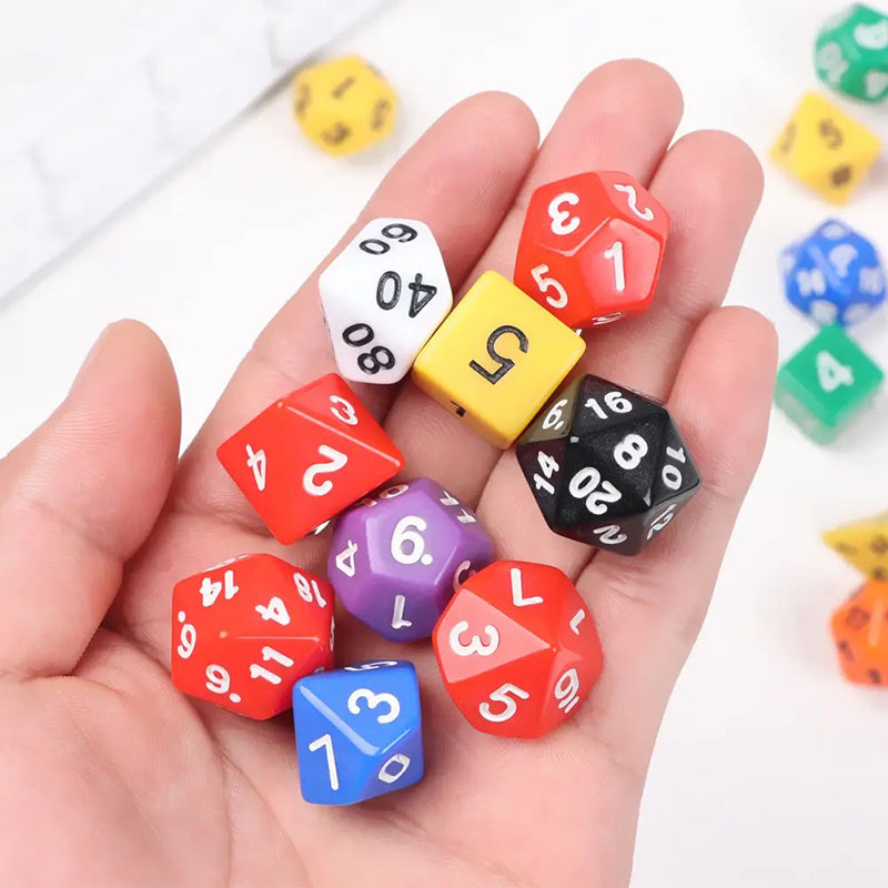 105 Pieces Concise Polyhedral DND Dice Set Complete Game Random Color Dice Set Drawstring Bag for Role Playing Table Games RPG