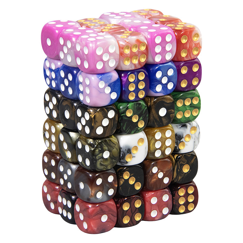 100-Pack 16mm Two Color Round Angle 6 Sided Acrylic Digital Dice with Free Pouch for Table Board Games Party DND or Teaching Math