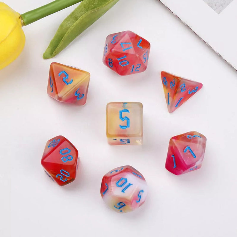 4 Tone Mix Colors Effect Dice RPG Role Playing Game Polyhedral Dice Set