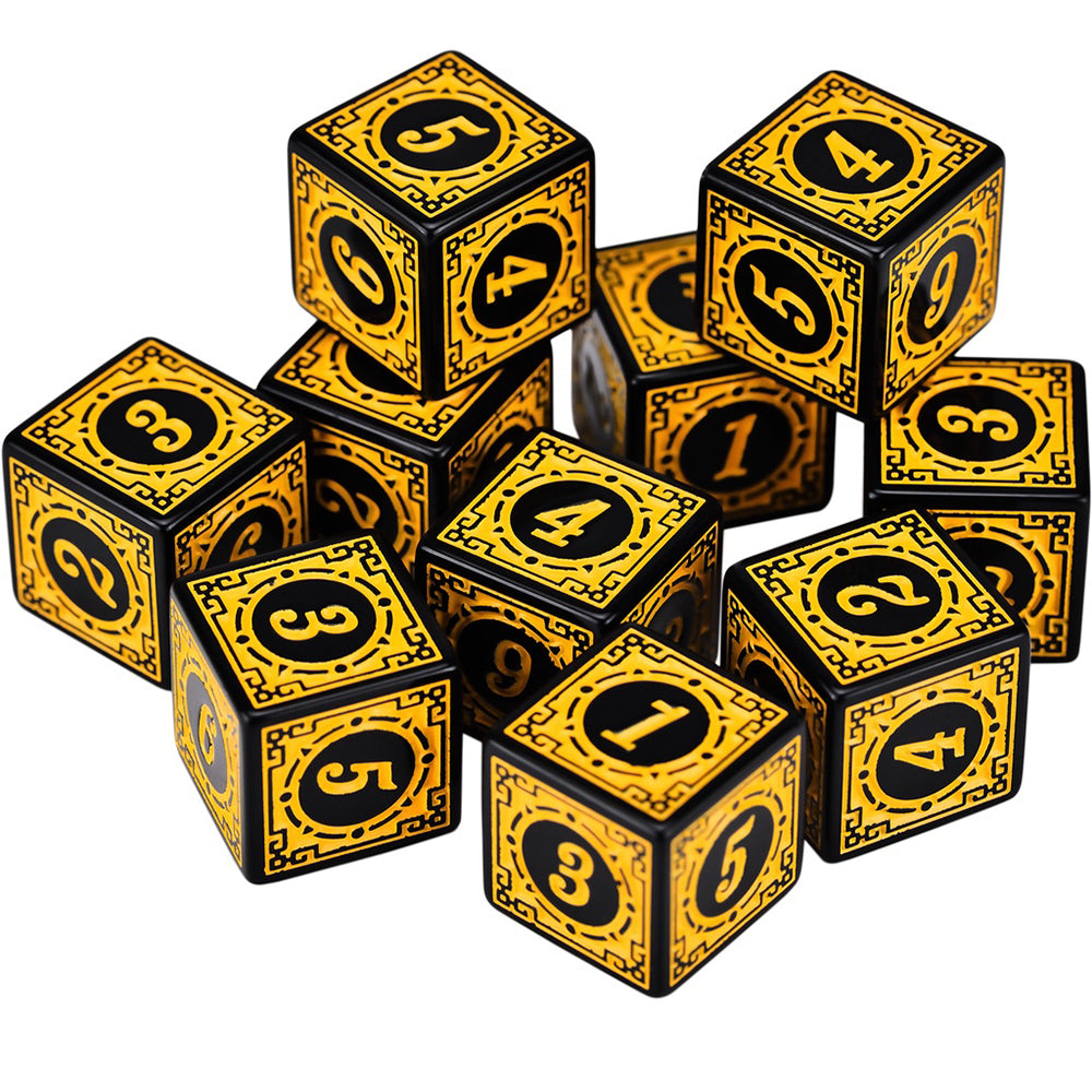 Retro Style 6 Sides Yellow Dice RPG Role Playing Game Polyhedral D6 Dice Set