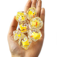 7Pcs/Set Resin Animal Yellow Duck Transparent Dice RPG Role Playing Game Polyhedral Dice Set Tabletop Games D&D Dice