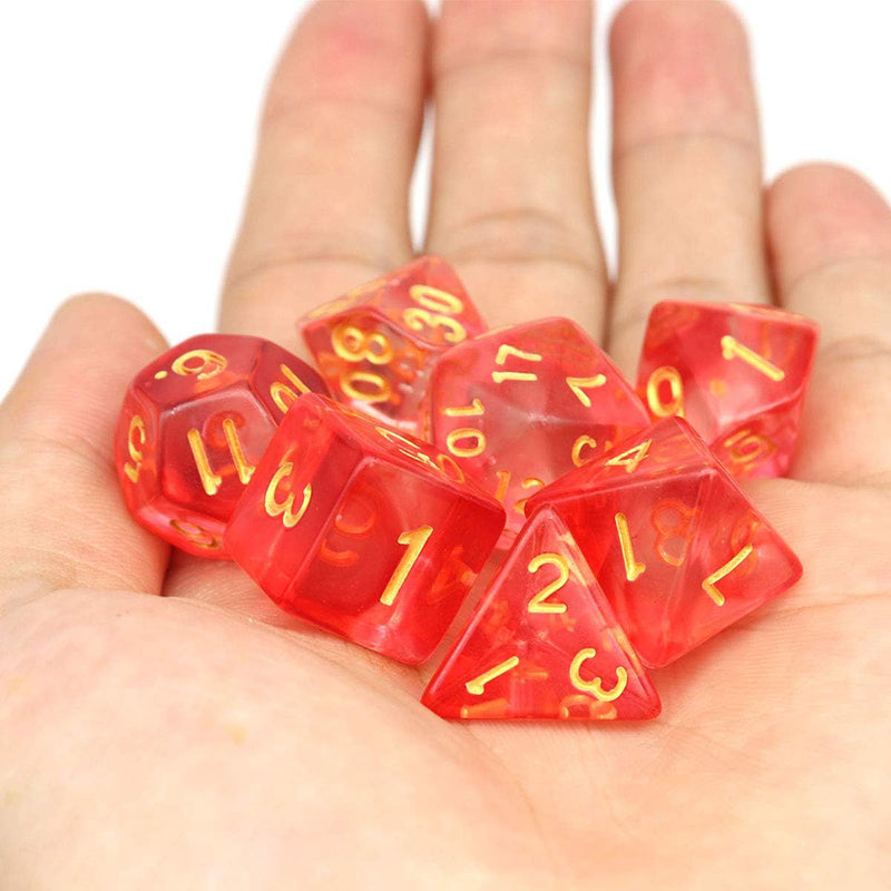 Two Tone Transparent Effect Red Dice RPG Role Playing Game Polyhedral Dice Set