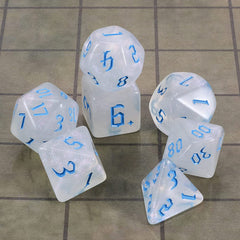 Glitter Transparent Blue Dice RPG Role Playing Game Polyhedral Dice Set