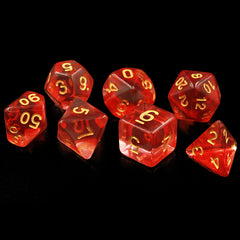 Two Tone Transparent Effect Red Dice RPG Role Playing Game Polyhedral Dice Set