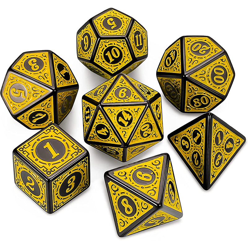 Classic Patterned Yellow Dice RPG Role Playing Game Polyhedral Dice Set