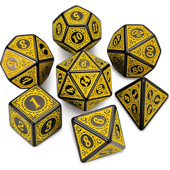 Classic Patterned Yellow Dice RPG Role Playing Game Polyhedral Dice Set