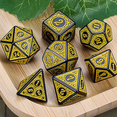 Classic Patterned Yellow Dice RPG Role Playing Game Polyhedral Dice Set