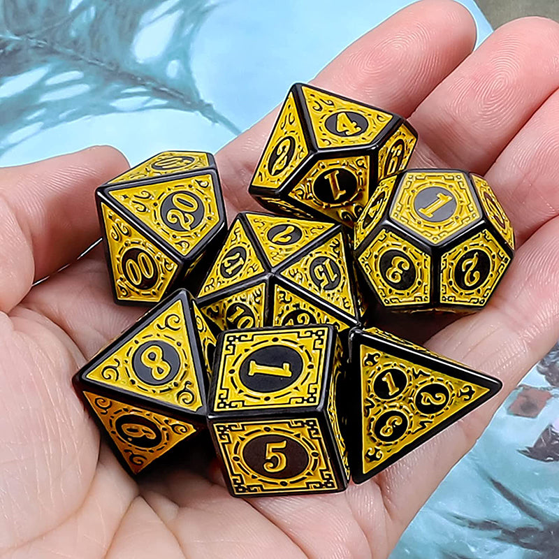 Classic Patterned Yellow Dice RPG Role Playing Game Polyhedral Dice Set