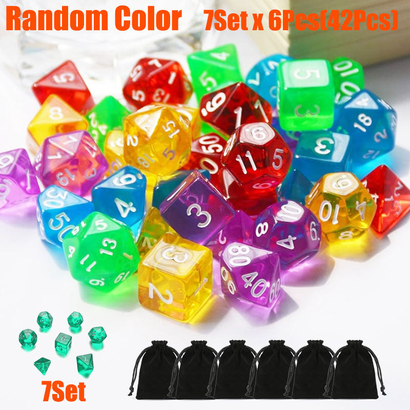 105 Pieces Transparent Polyhedral DND Dice Set Complete Game Random Color Dice Set Drawstring Bag for Role Playing Table Games RPG