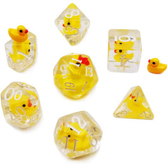 7Pcs/Set Resin Animal Yellow Duck Transparent Dice RPG Role Playing Game Polyhedral Dice Set Tabletop Games D&D Dice