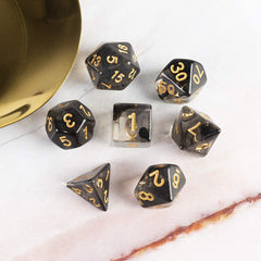 Two Tone Transparent Effect Black Dice RPG Role Playing Game Polyhedral Dice Set