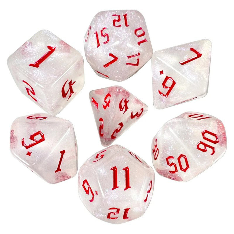 Glitter Transparent Red Dice RPG Role Playing Game Polyhedral Dice Set