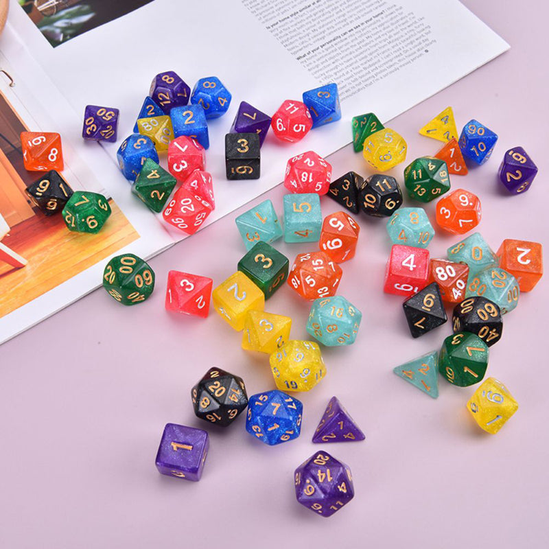 105 Pieces Glittery Polyhedral DND Dice Set Complete Game Random Color Dice Set Drawstring Bag for Role Playing Table Games RPG