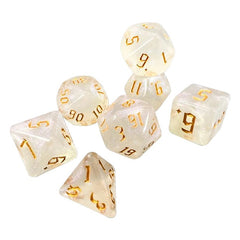 Glitter Transparent Gold Dice RPG Role Playing Game Polyhedral Dice Set