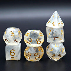 Two Tone Transparent Effect White Dice RPG Role Playing Game Polyhedral Dice Set