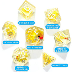 7Pcs/Set Resin Animal Yellow Duck Transparent Dice RPG Role Playing Game Polyhedral Dice Set Tabletop Games D&D Dice