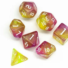 Purple Gold Glitter Dice RPG Role Playing Game Polyhedral Dice Set