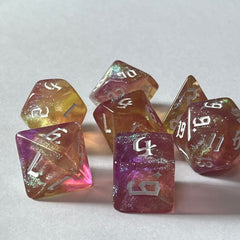 Purple Gold Glitter Dice RPG Role Playing Game Polyhedral Dice Set