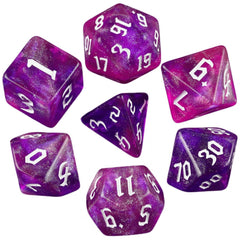 Dados de glitter roxo rosa RPG RPG Jogo de interpretação de papéis Conjunto de dados poliédricos