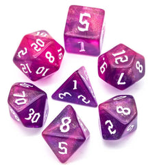 Dados de glitter roxo rosa RPG RPG Jogo de interpretação de papéis Conjunto de dados poliédricos