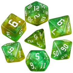 Yellow Green Glitter Dice RPG Role Playing Game Polyhedral Dice Set