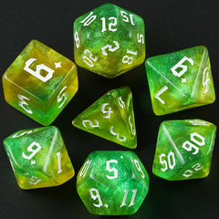 Yellow Green Glitter Dice RPG Role Playing Game Polyhedral Dice Set