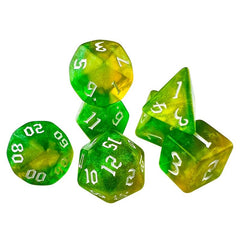 Yellow Green Glitter Dice RPG Role Playing Game Polyhedral Dice Set